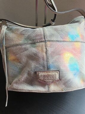 Aimee Kestenberg Iridescent Suede Shoulder Bag - Silver with Rainbow Highlights